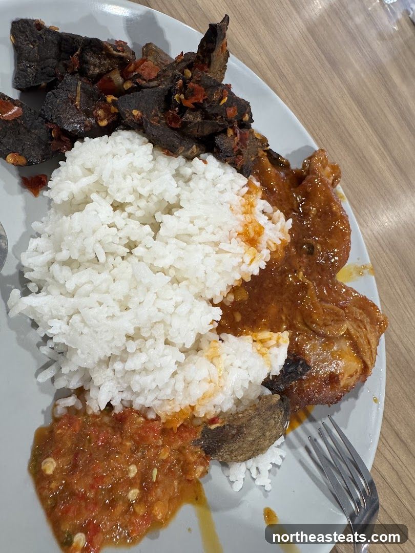 Plate of Rice with Meat and Sambal
