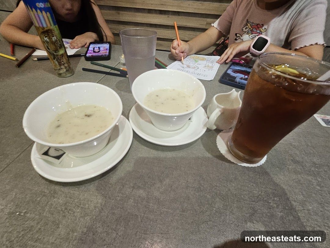 Creamy Soup and Iced Tea
