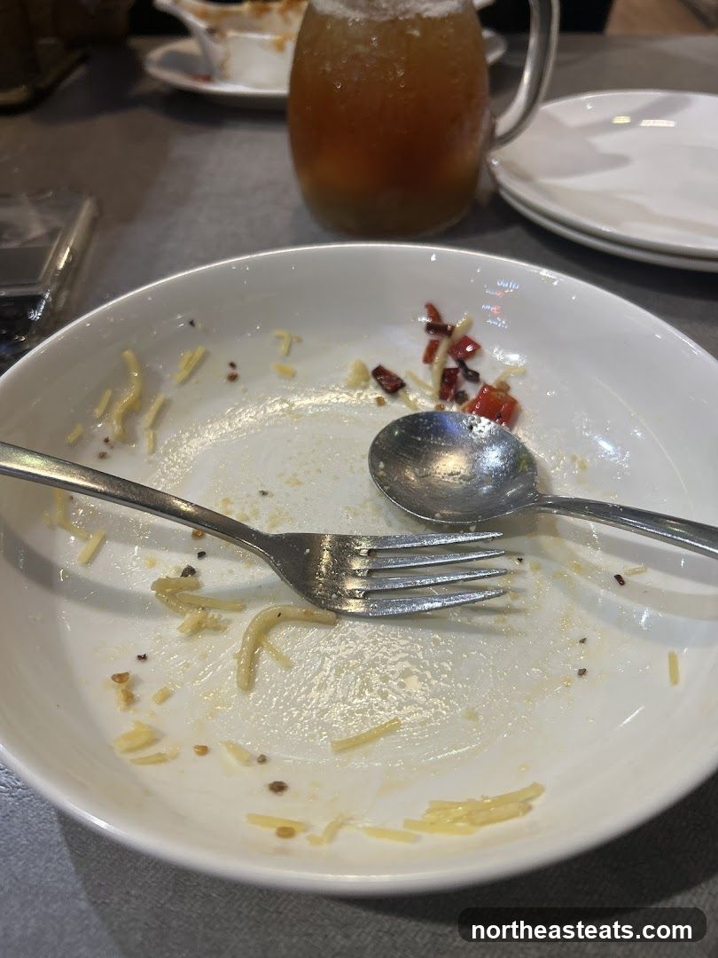 Dirty Plate with Leftover Pasta