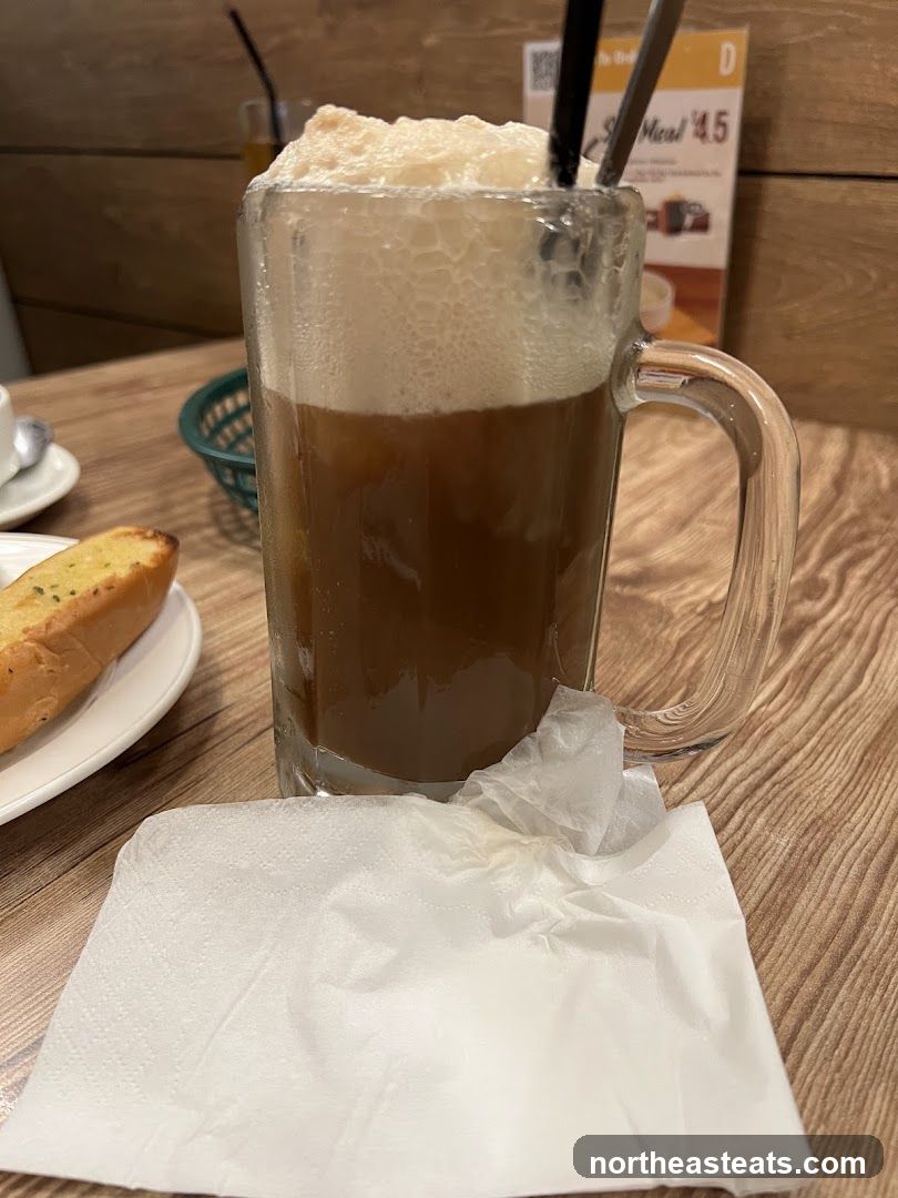 Root Beer Float and Garlic Bread