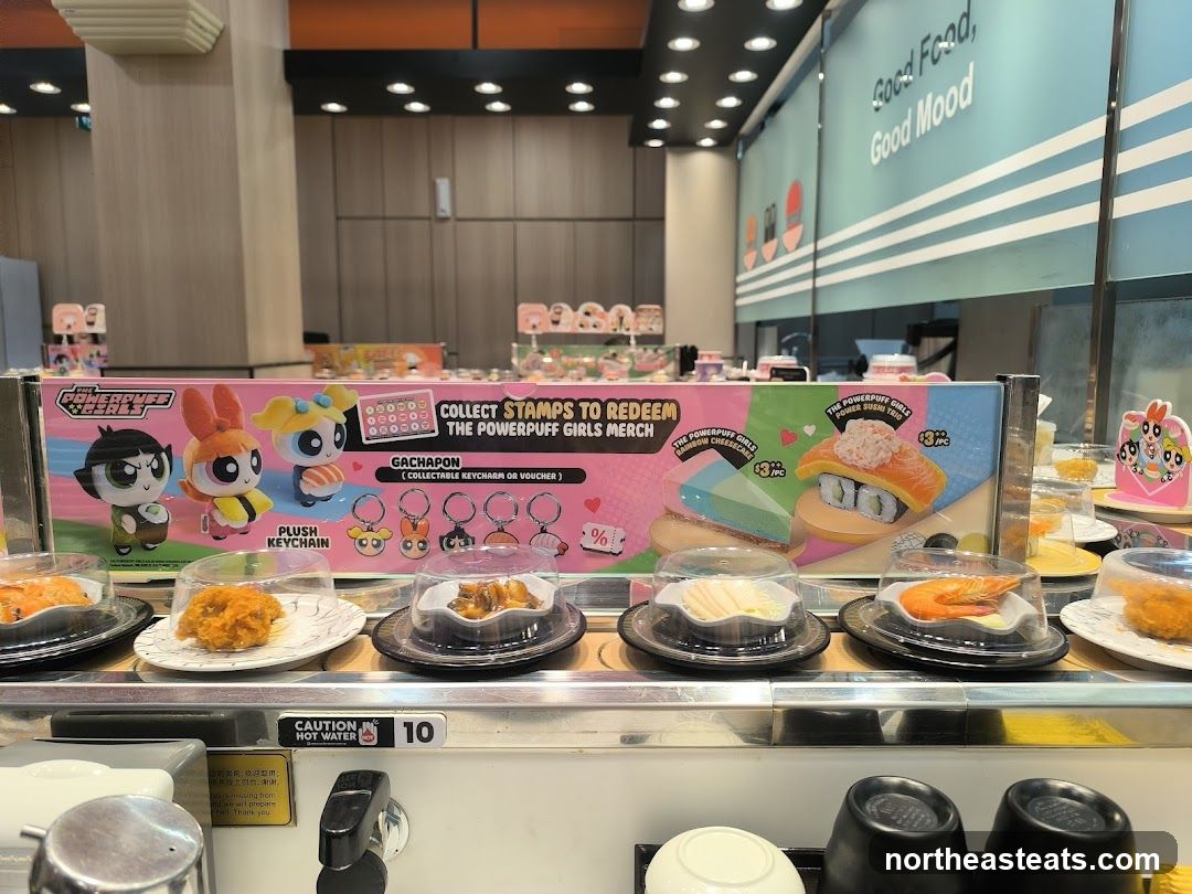 Conveyor Belt Sushi with Powerpuff Girls Merchandise