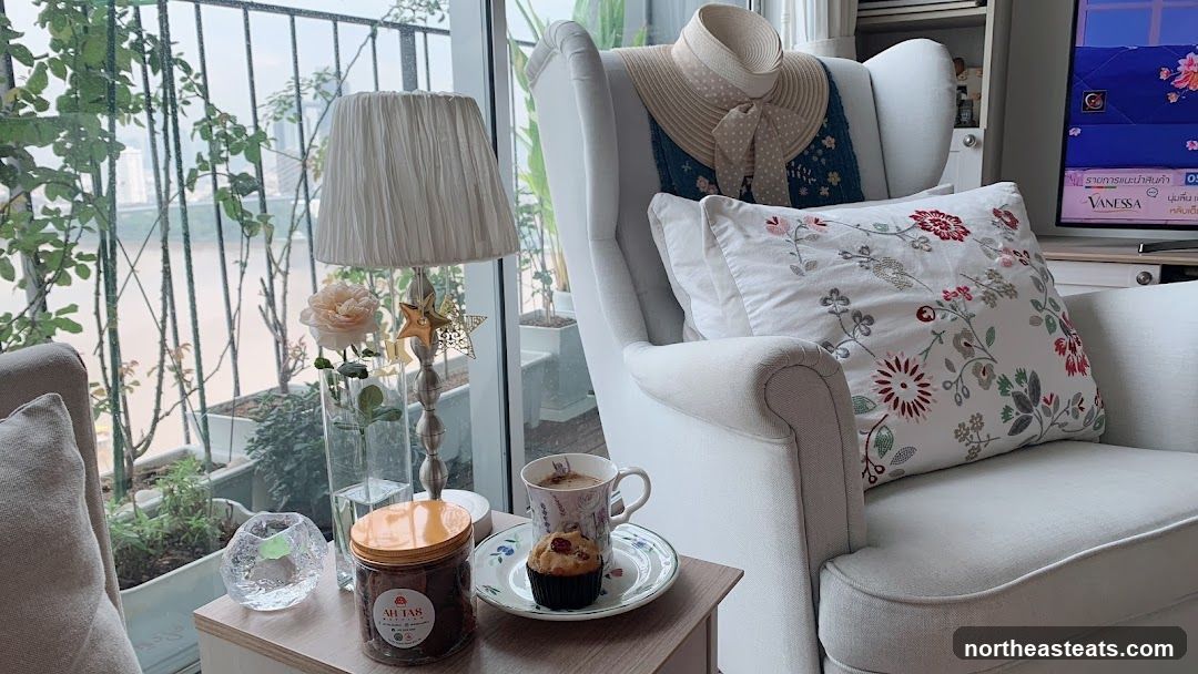 Cozy corner with armchair and coffee