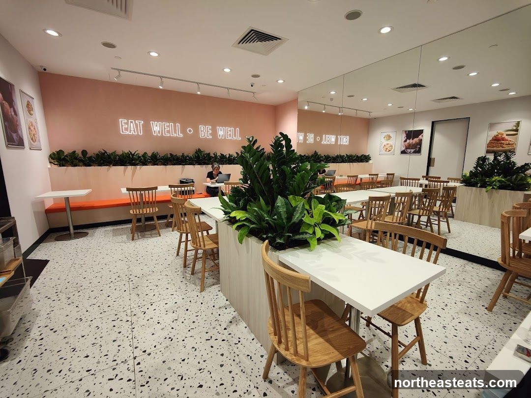 Cafe Interior with Neon Sign