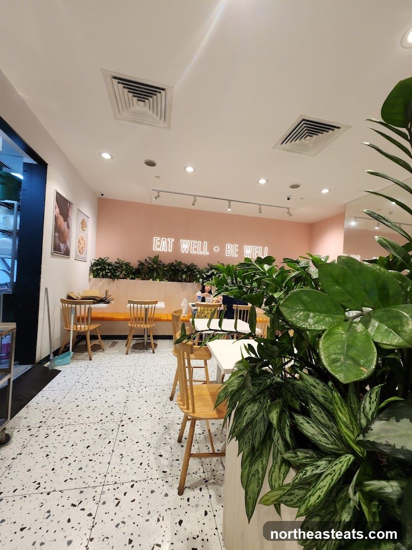 Cafe Interior with Neon Sign