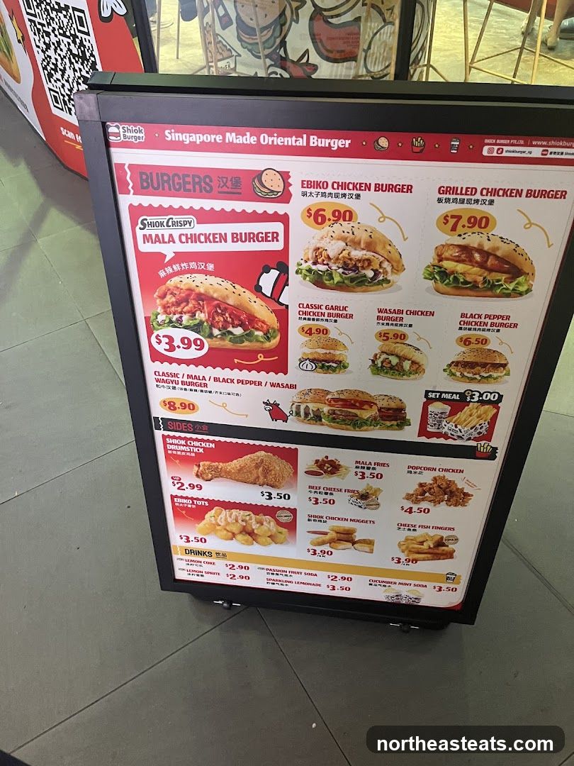 Shiok Burger Menu