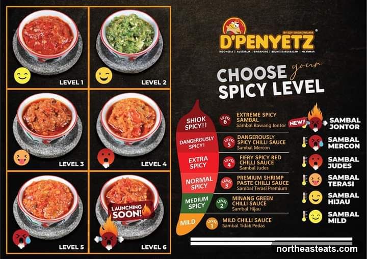 D'Penyetz Spicy Level Menu