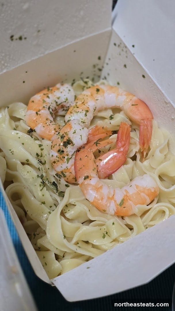 Shrimp Pasta in Takeout Container