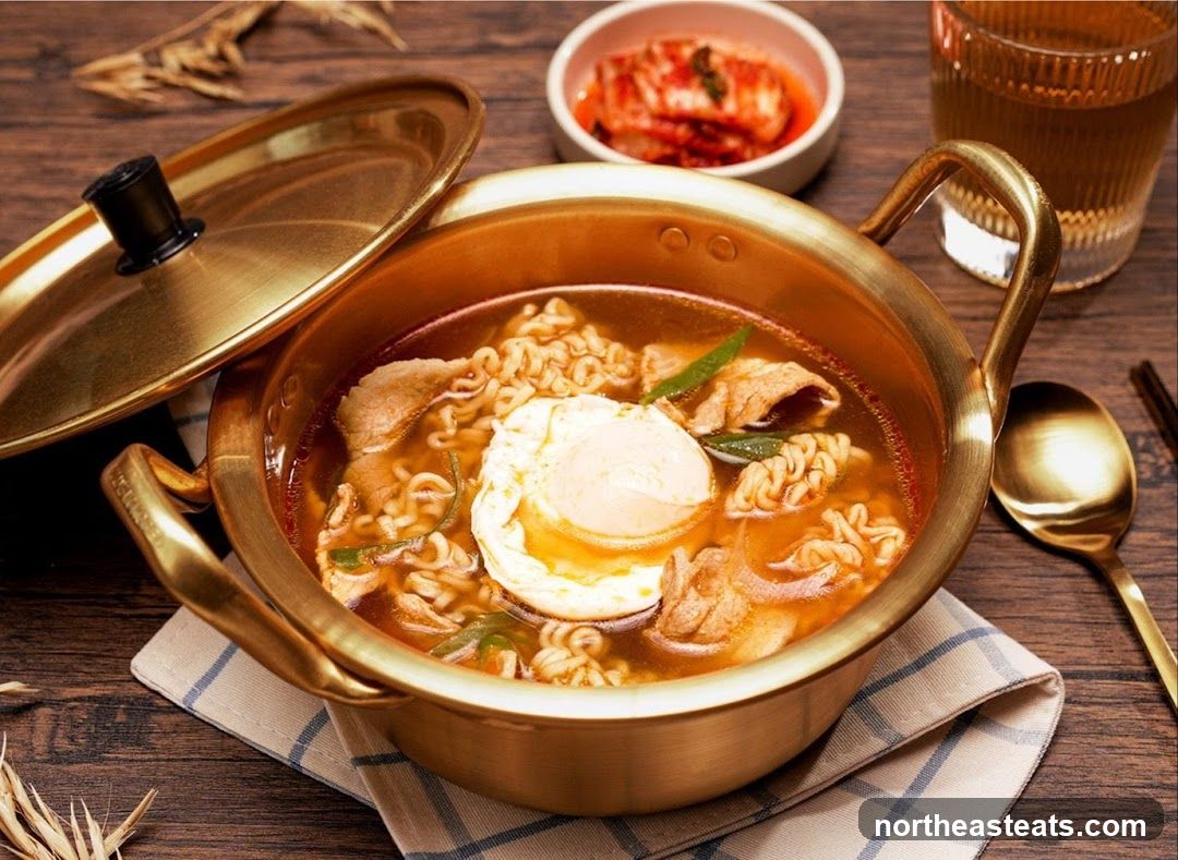 Korean Ramen with Egg and Kimchi