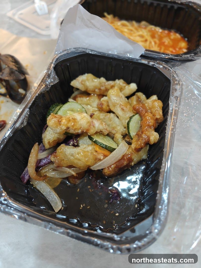 Fried Food with Vegetables and Sauce