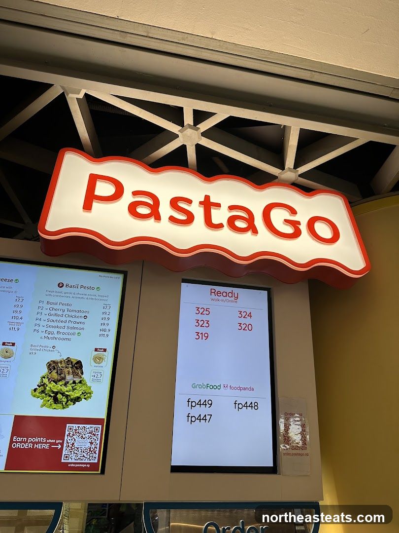 PastaGo Menu and Order Screen
