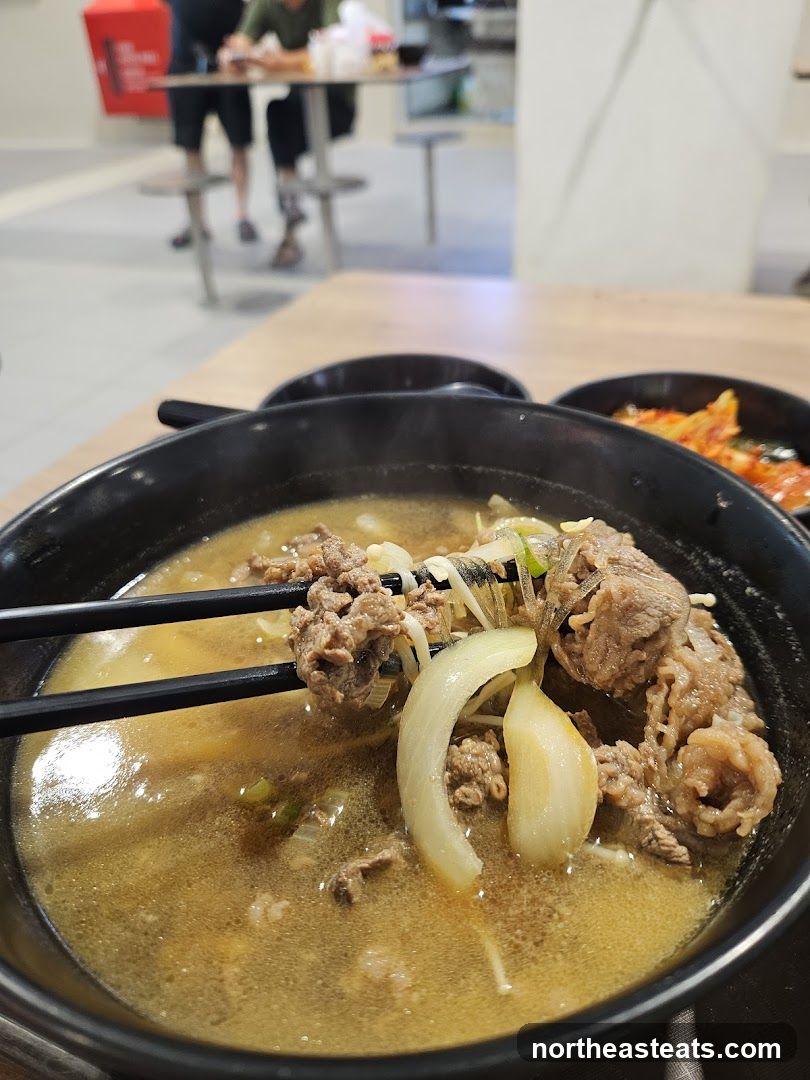 Beef Soup with Noodles and Onions
