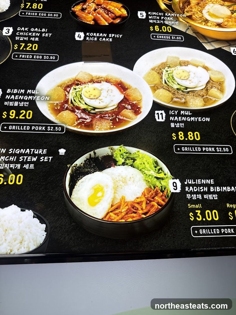 Korean Food Menu