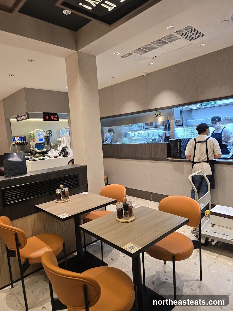Restaurant Interior with Kitchen View
