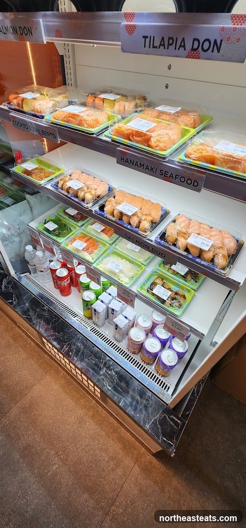 Refrigerated Display Case with Sushi and Drinks