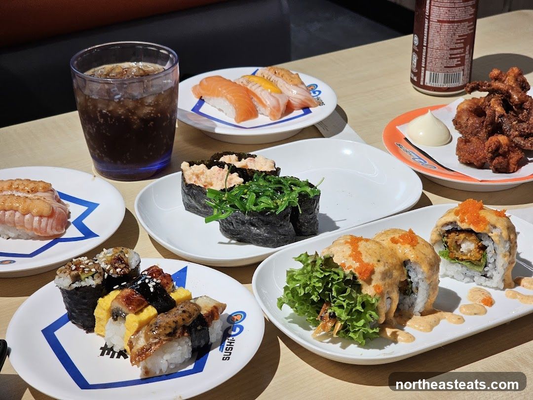 Assorted Sushi and Fried Food