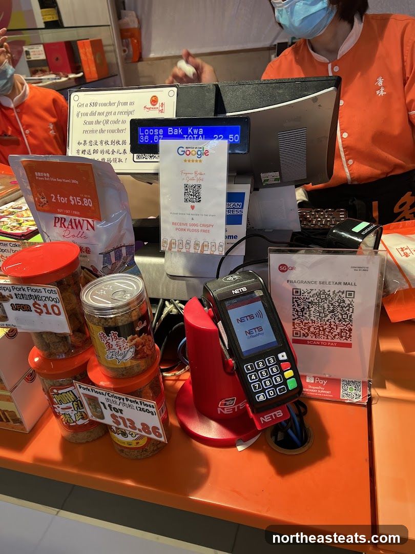 Checkout Counter with Food Products