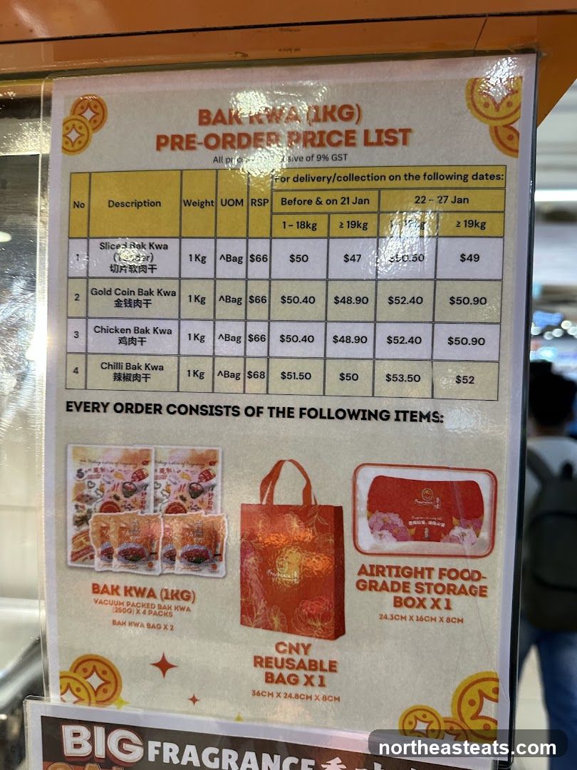 BAK KWA (1KG) PRE-ORDER PRICE LIST