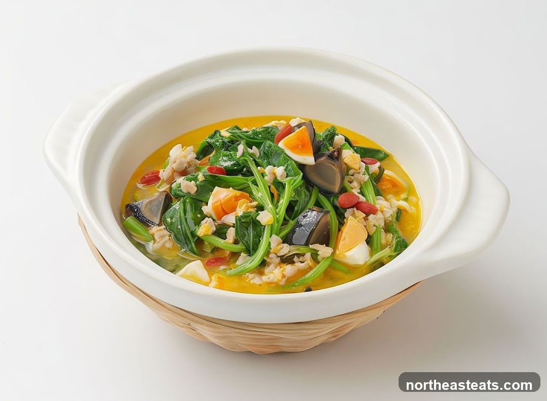 Spinach and Century Egg Soup