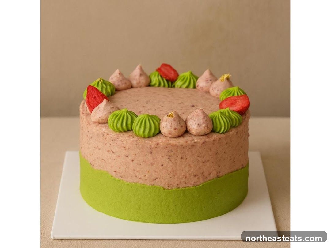 Two-toned cake with frosting decorations