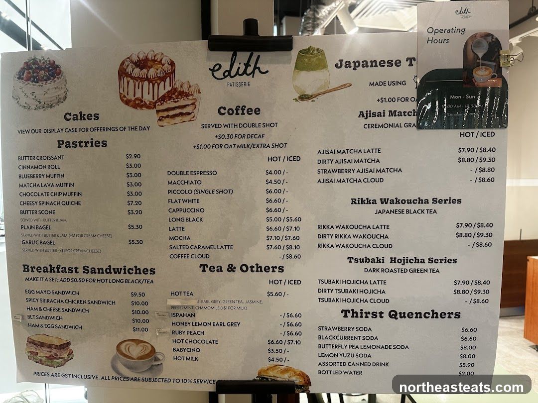 Edith Patisserie Menu