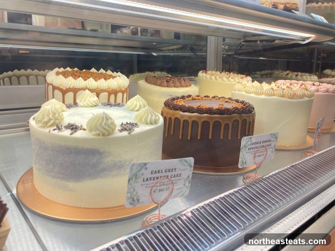Cakes in a Display Case