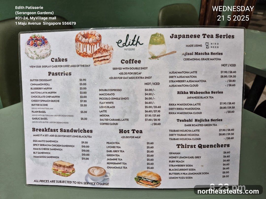 Edith Patisserie Menu