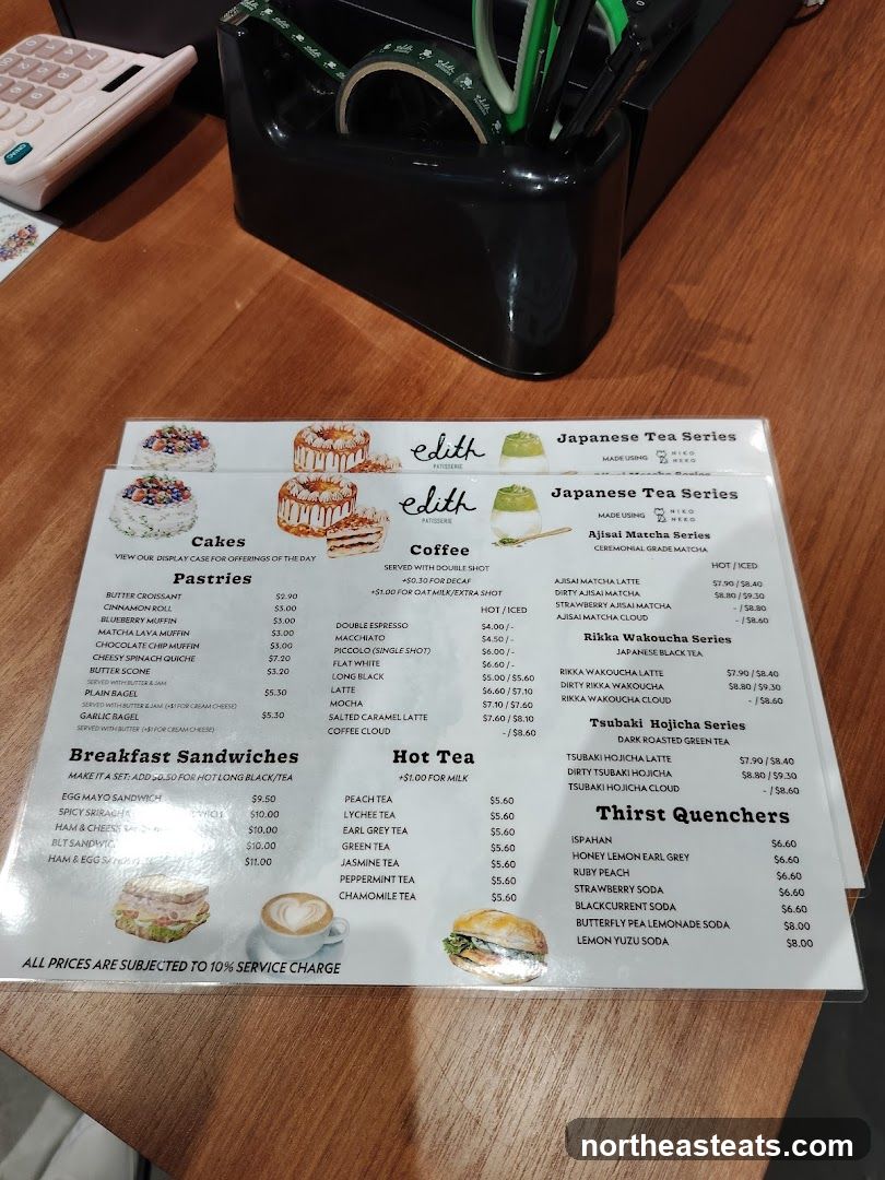 Edith Patisserie Menu