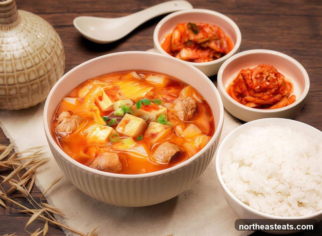 Korean Stew with Rice and Kimchi