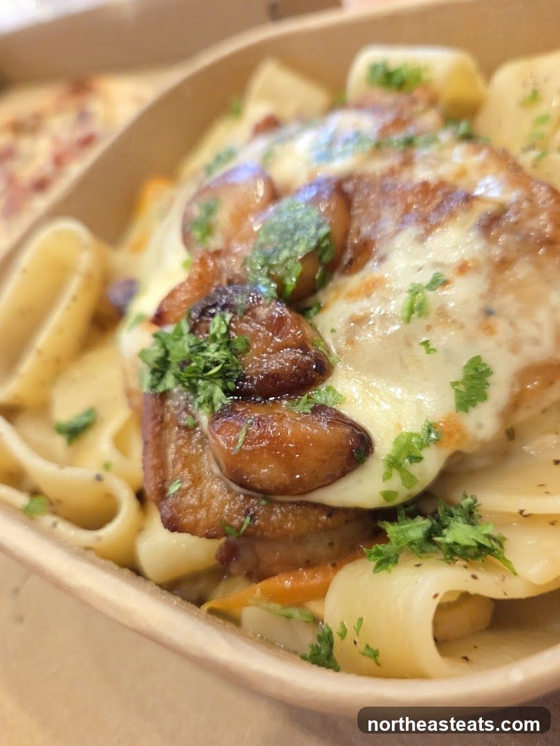 Pasta with Chicken and Melted Cheese