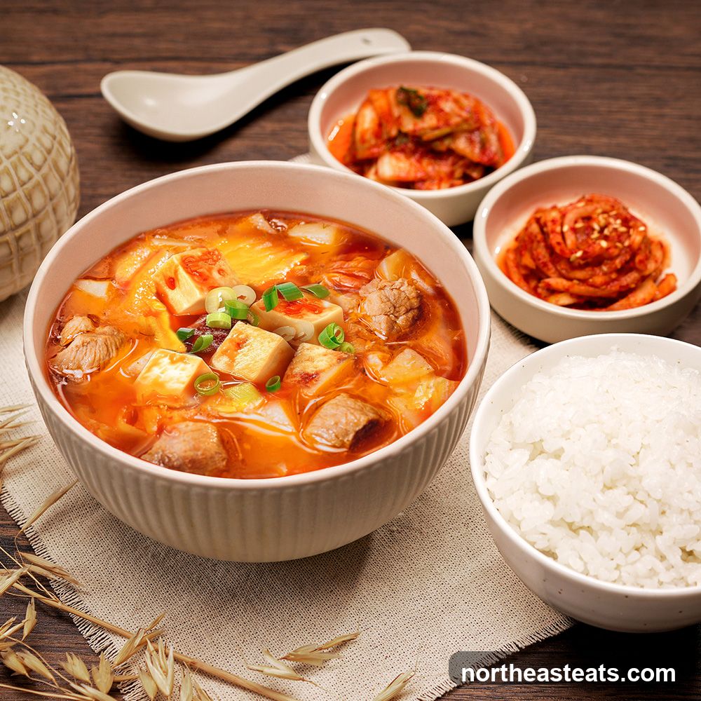 Korean Stew with Rice and Kimchi