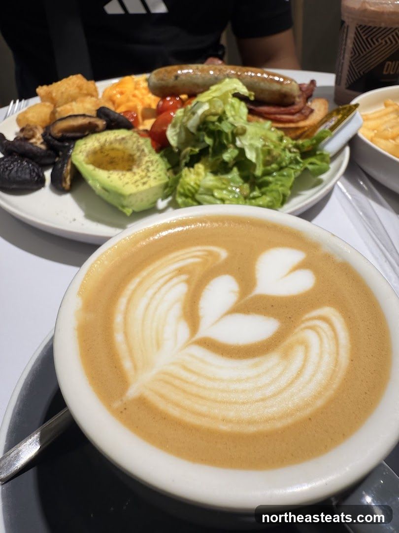 Breakfast Platter and Latte