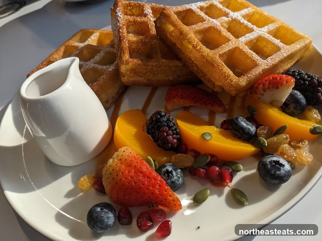 Waffles with Fruit and Syrup