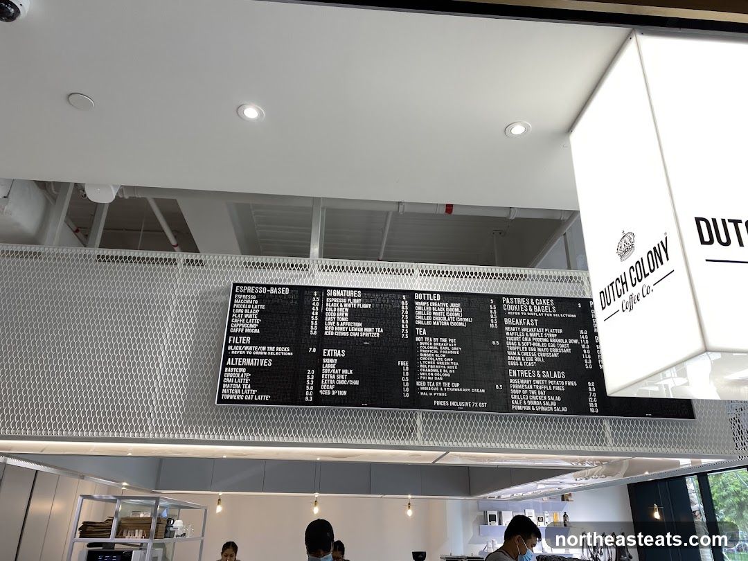 Dutch Colony Coffee Co. Menu