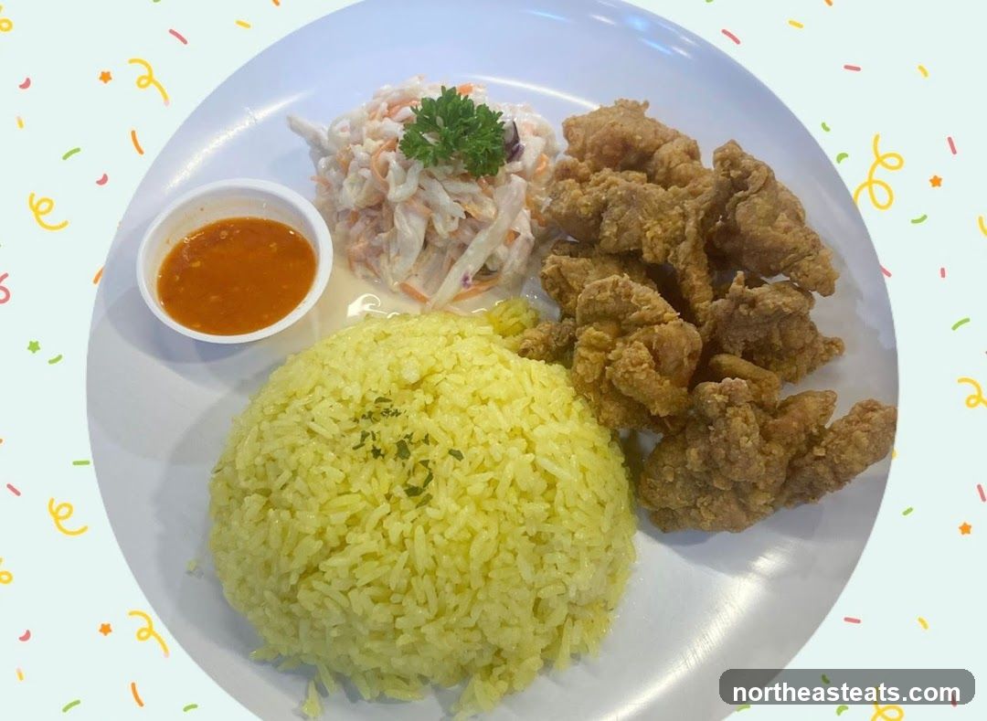 Fried Chicken with Rice and Coleslaw
