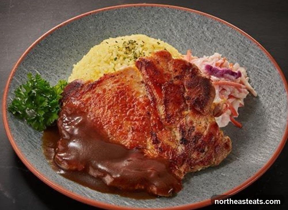 Pork Chop with Rice and Coleslaw