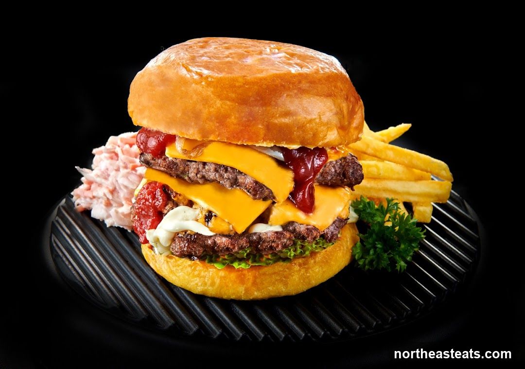 Double Cheeseburger with Fries and Coleslaw