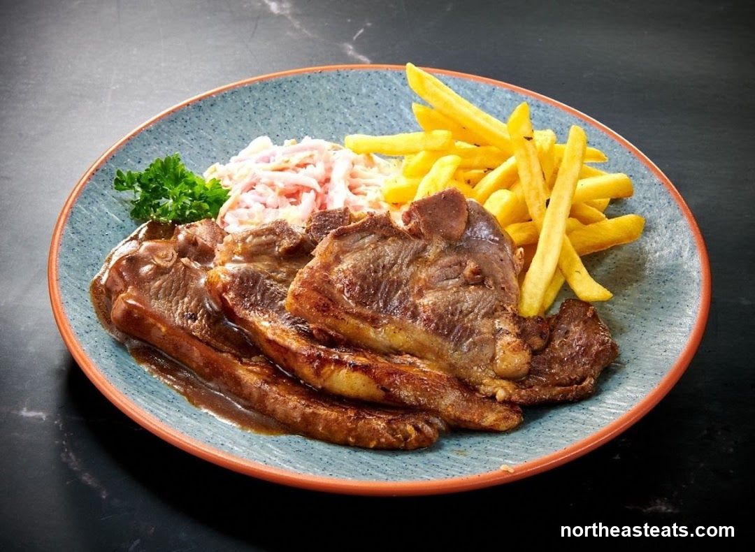 Lamb Chops with Fries and Coleslaw