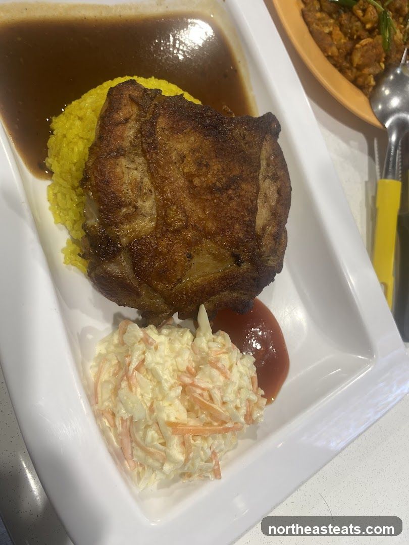 Fried Chicken with Rice and Coleslaw