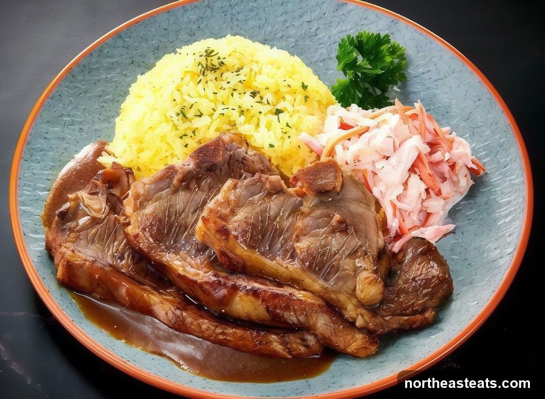 Lamb Chops with Rice and Coleslaw