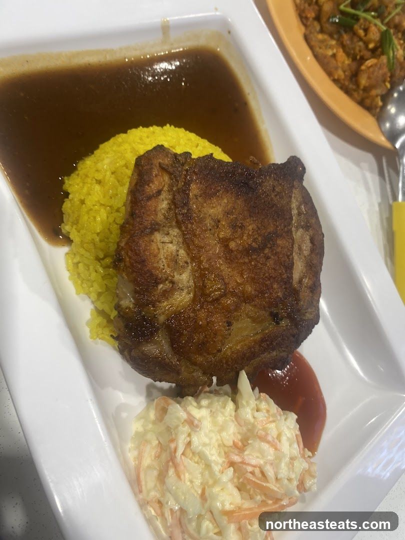 Fried Chicken with Rice and Coleslaw