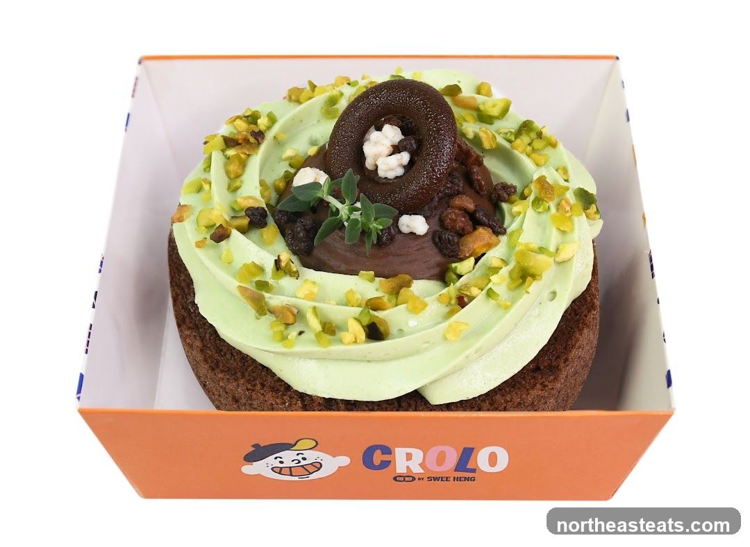 Chocolate cake with pistachio frosting