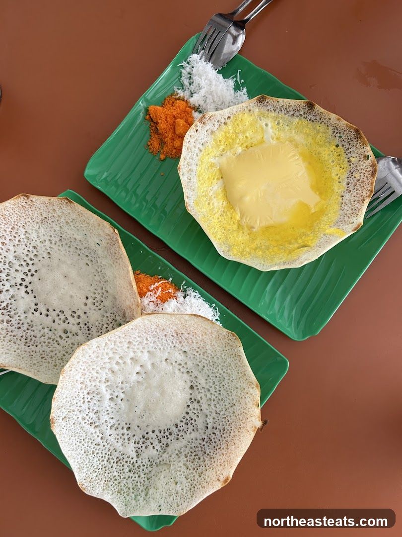 Appam with Butter and Toppings
