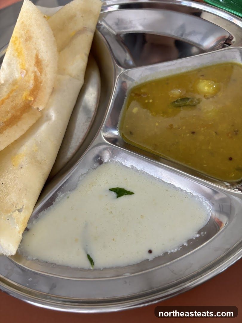 Dosa with Sambar and Chutney