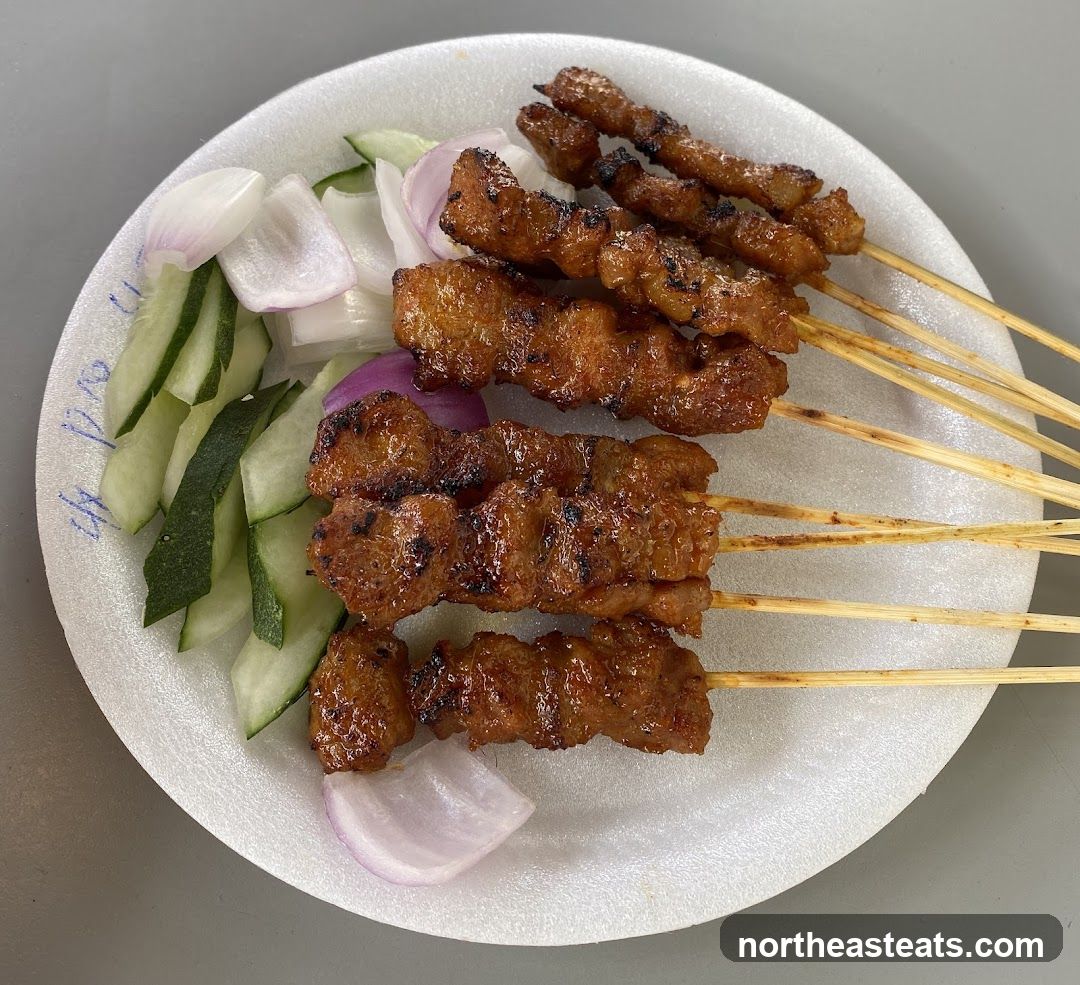 Satay Skewers with Cucumber and Onion