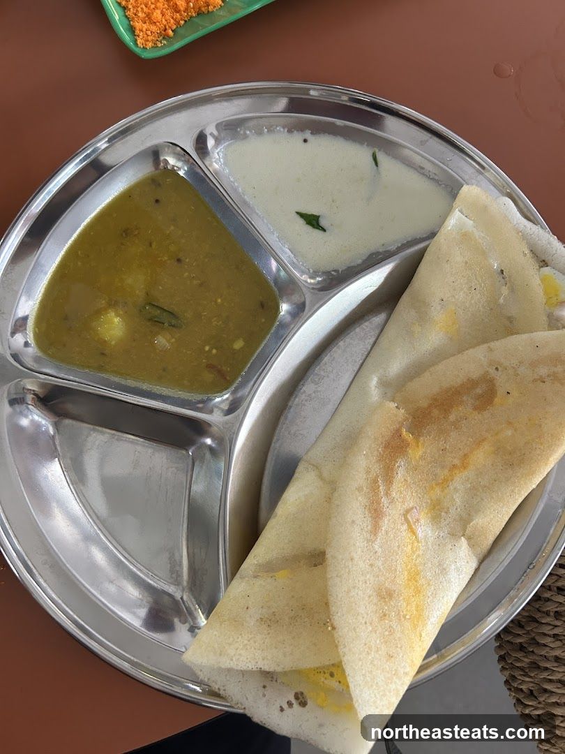 Dosa with Sambar and Chutney