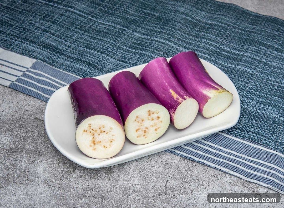 Sliced Eggplant on a Plate