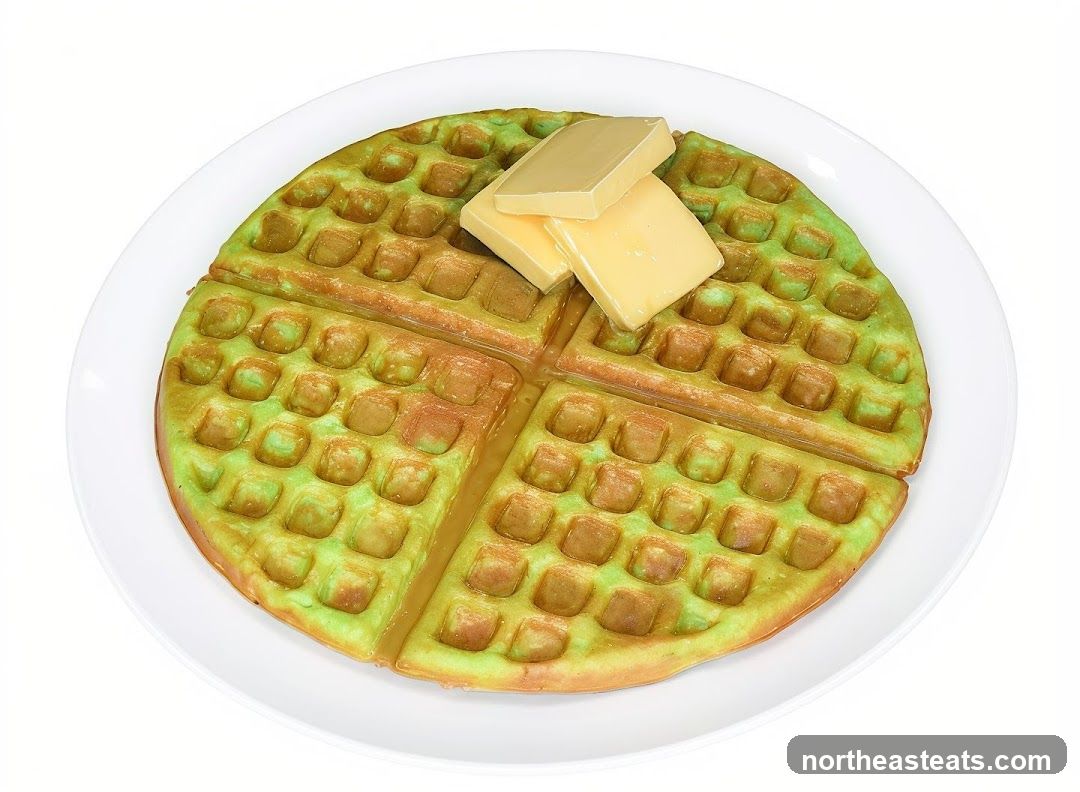 Green Waffle with Butter