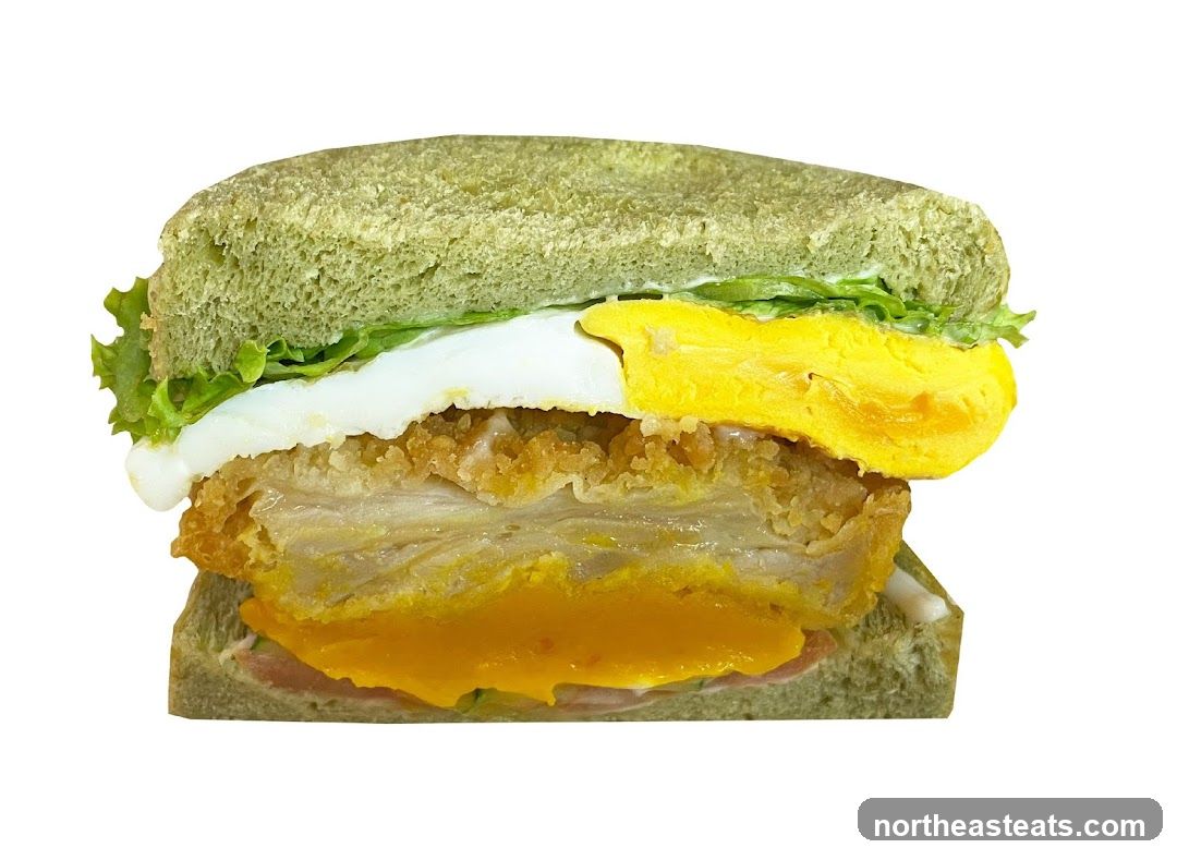 Sandwich with Fried Chicken, Egg, and Lettuce
