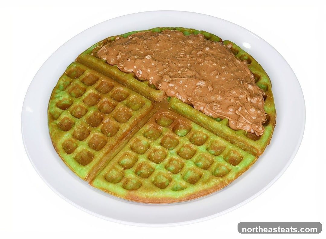 Green Waffle with Chocolate Spread