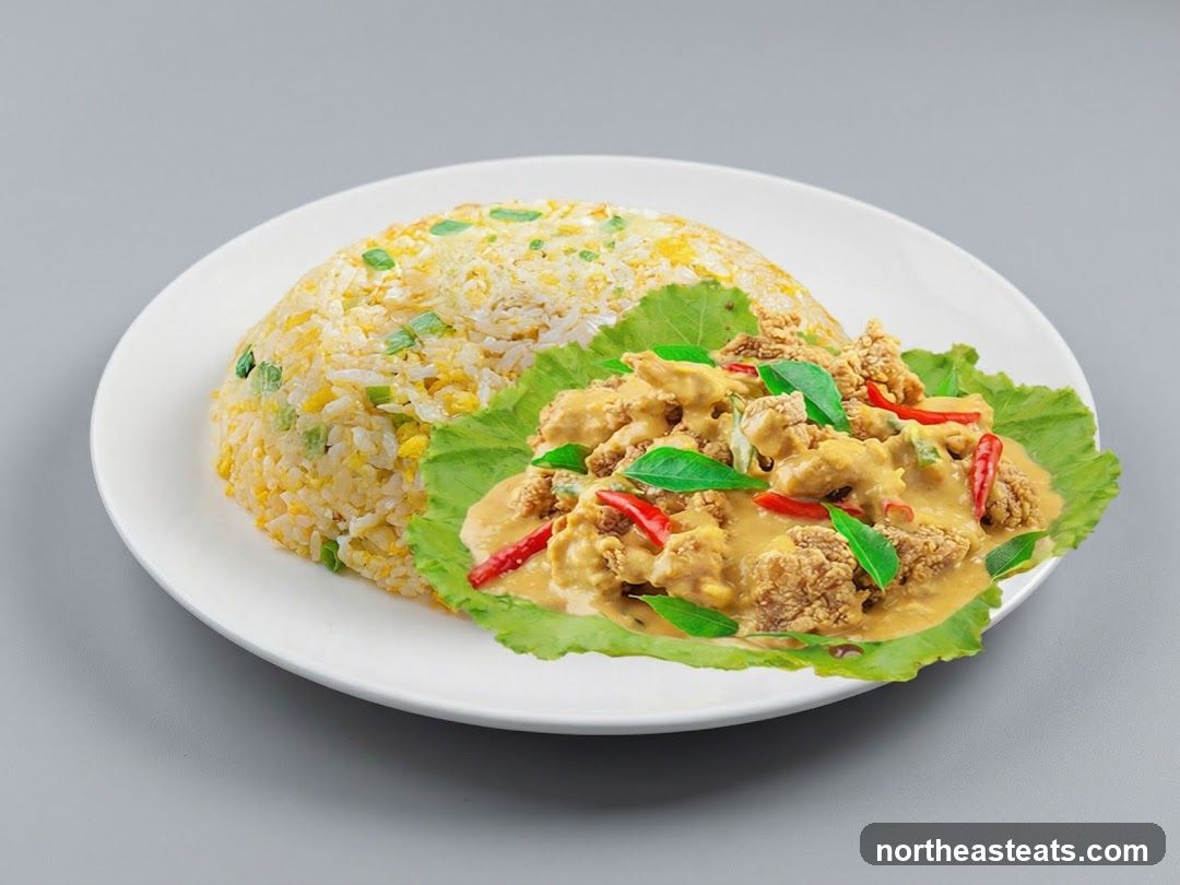 Salted Egg Fried Rice with Crispy Chicken
